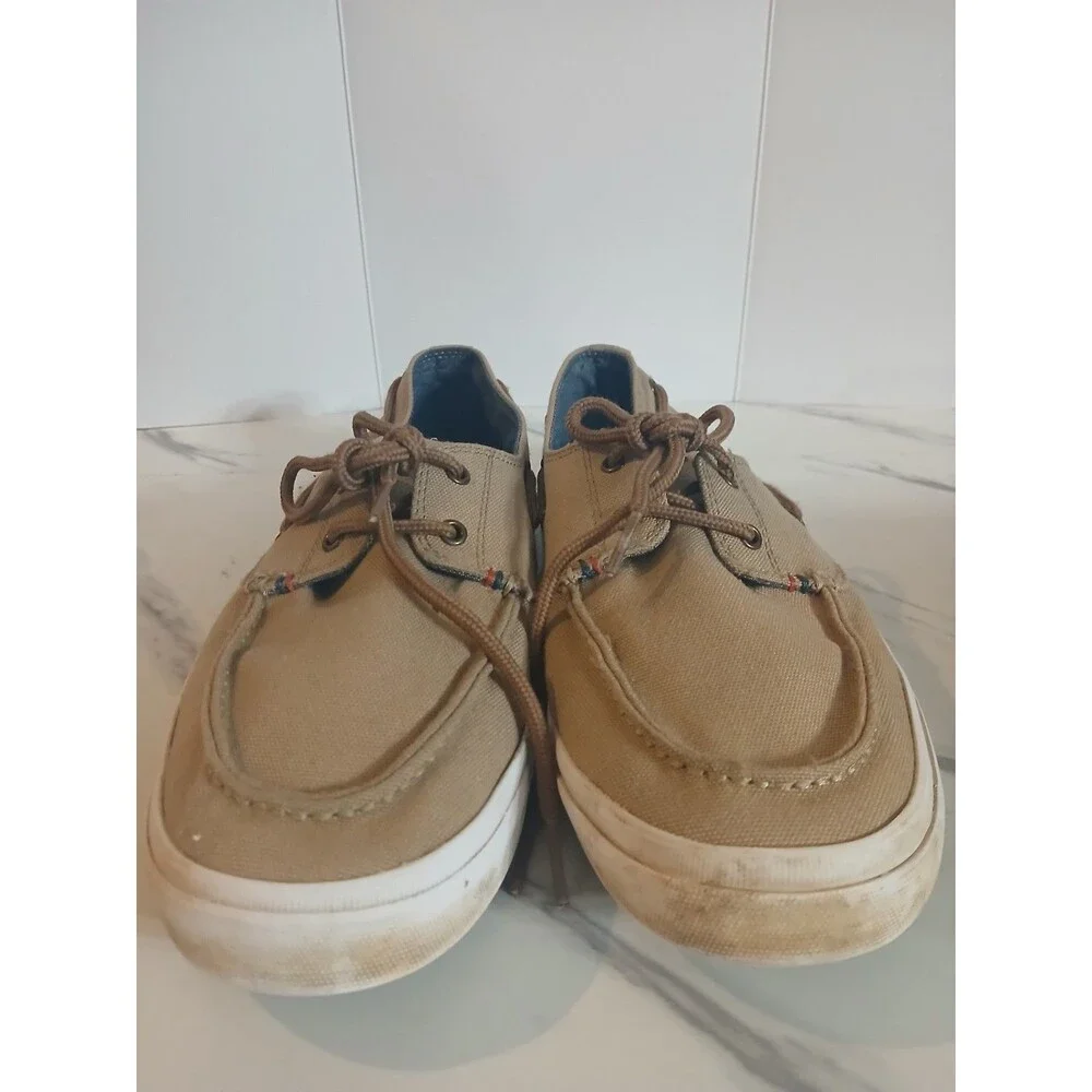 Tommy Hilfiger Men’s Size 9.5 Canvas Boat Shoes Tan Lace Up Casual Deck
